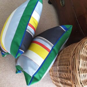 Primary Broad Stripe Bute Fabrics Cushion 19" x 19" - handmade by Myler Decor (view 5)