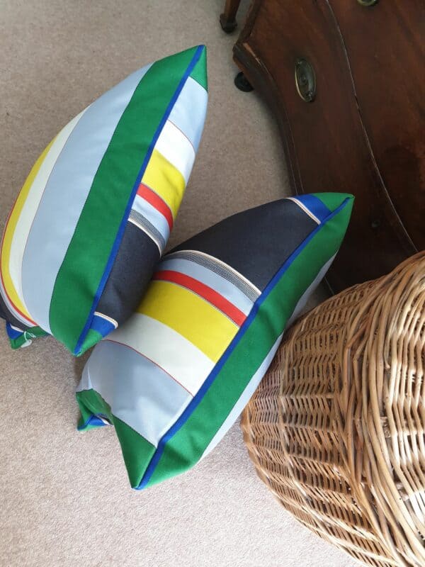 Primary Broad Stripe Bute Fabrics Cushion 19" x 19" - handmade by Myler Decor (view 5)