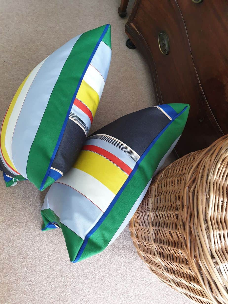 Primary Broad Stripe Bute Fabrics Cushion 19" x 19" - handmade by Myler Decor (view 5)