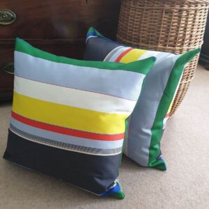 Primary Broad Stripe Bute Fabrics Cushion 19" x 19" - handmade by Myler Decor (view 3)