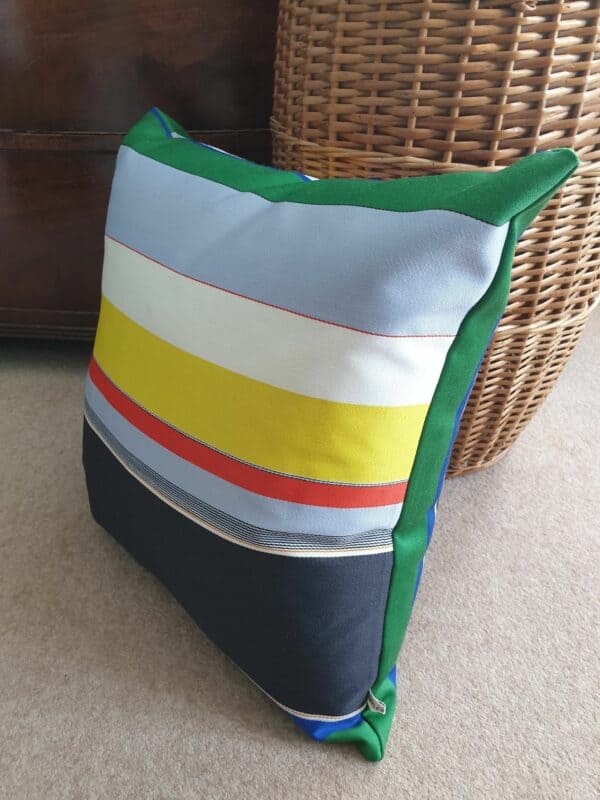 Primary Broad Stripe Bute Fabrics Cushion 19" x 19" - handmade by Myler Decor (view 2)