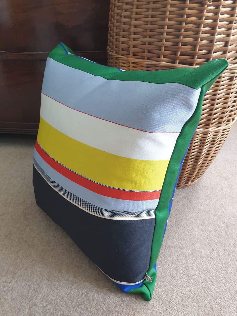 Primary Broad Stripe Bute Fabrics Cushion 19" x 19" - handmade by Myler Decor (view 2)