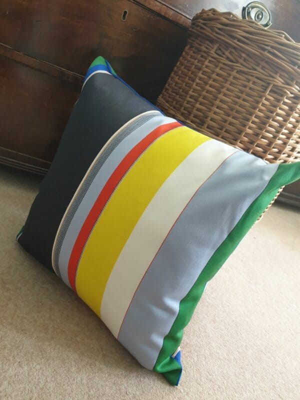 Primary Broad Stripe Bute Fabrics Cushion 19" x 19" - handmade by Myler Decor