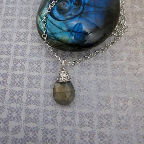 Aurora Pendant, Labradorite, Necklace, Gift for Her - handmade by Indigo Berry (view 4)