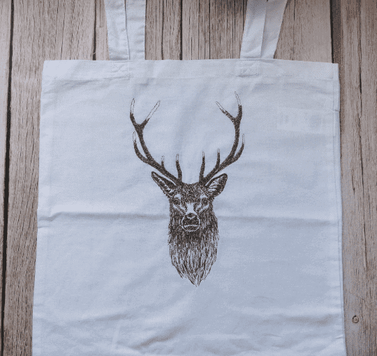 Lovely White Embroidered Deer Tote Bag - handmade by KC Studios