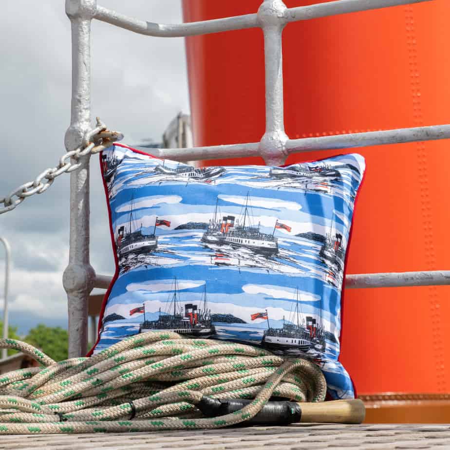 Waverley cushion - blue & red - Image 3