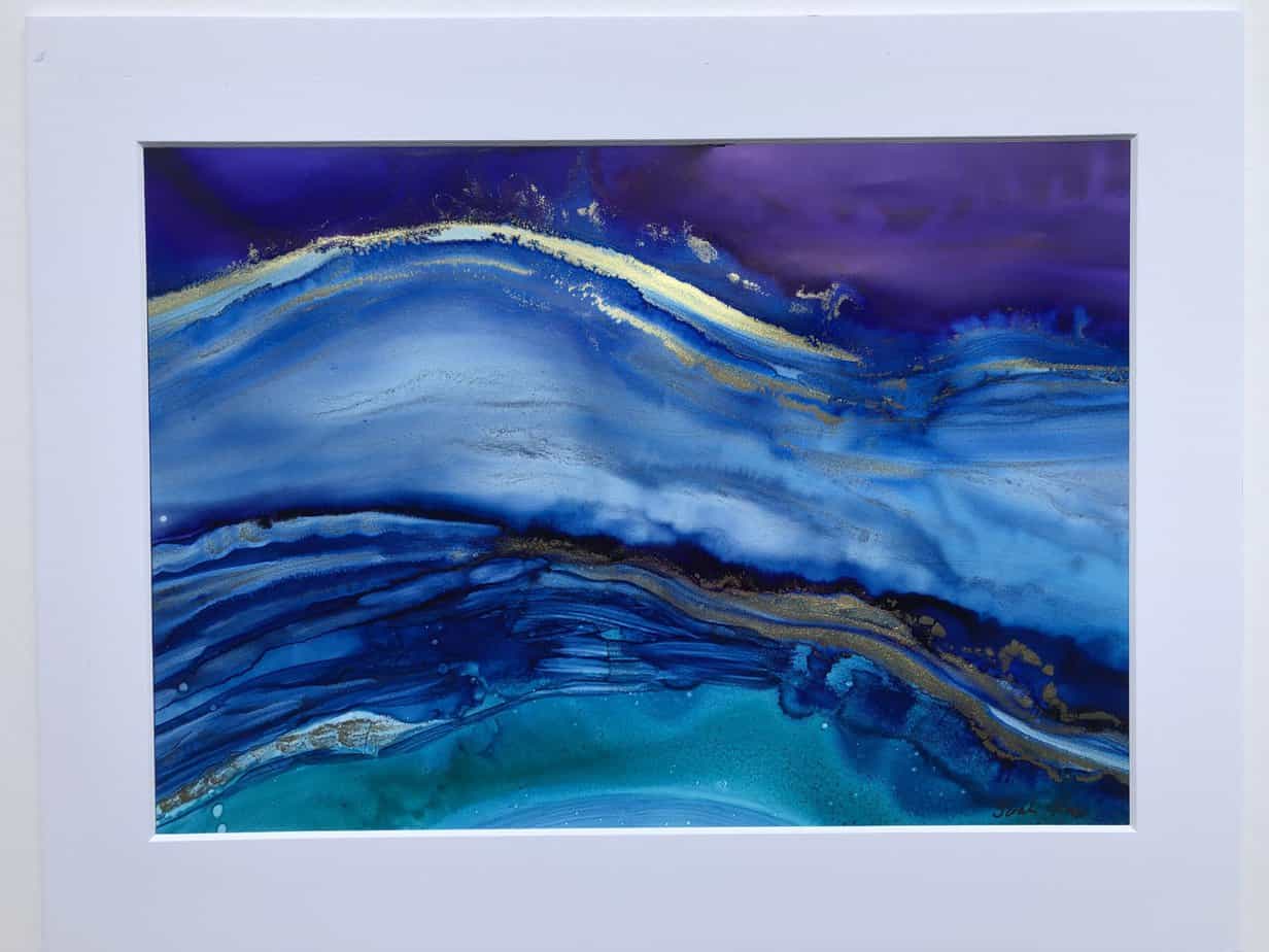 Alcohol ink painting, mounted. - handmade by Sarah Kay Arts