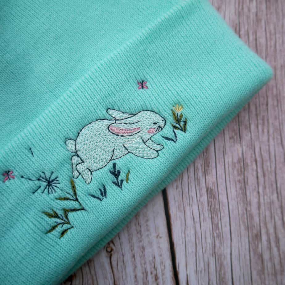 Lovely Floral Bunny Rabbit Embroidered Beanie - Image 3