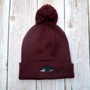Lovely Orca Embroidered Beanie With Bobble - Image 4