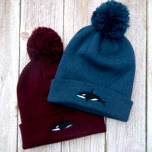 Lovely Orca Embroidered Beanie With Bobble - Image 5