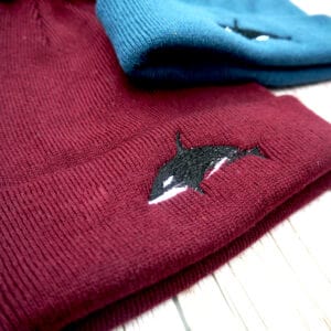 Lovely Orca Embroidered Beanie With Bobble - Image 6