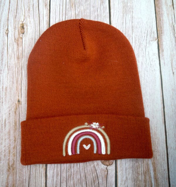 Lovely Boho Rainbow Embroidered Beanie
