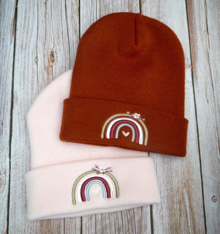 Lovely Boho Rainbow Embroidered Beanie - Image 5