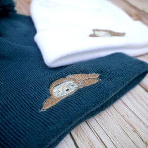 Cute Sloth Embroidered Beanie With Bobble - handmade by KC Studios (view 6)
