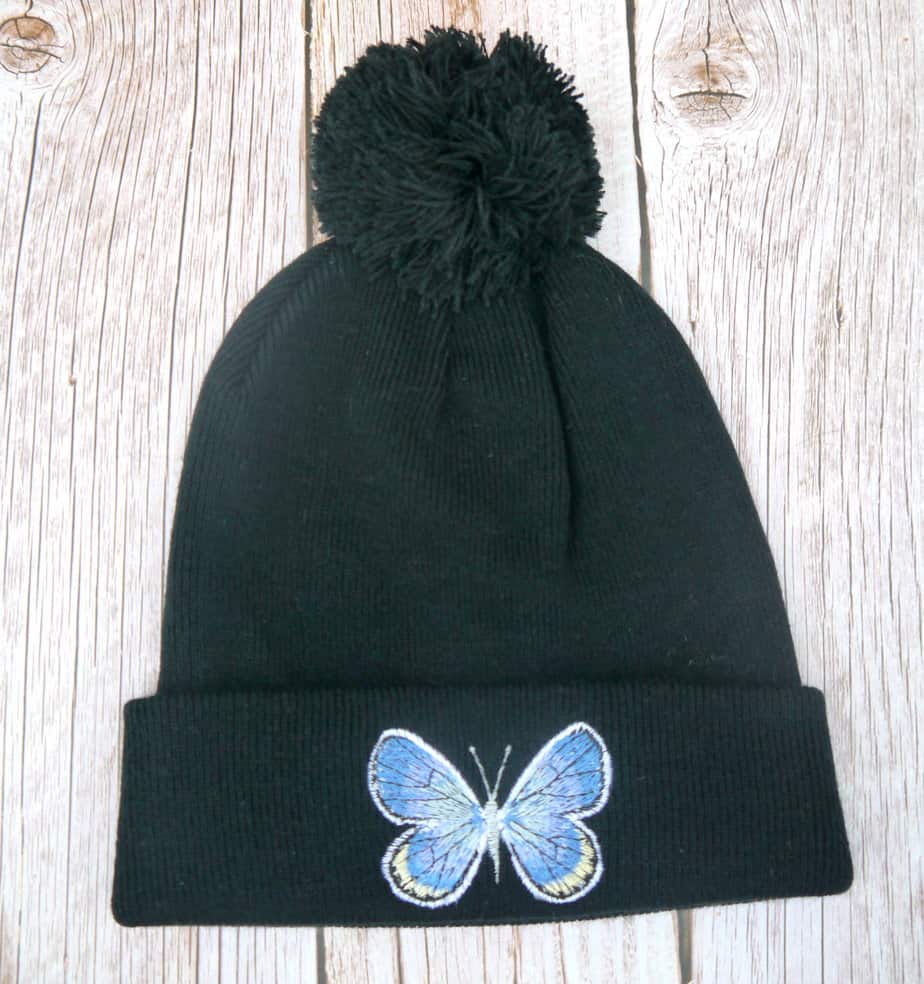 Lovely Butterfly Embroidered Beanie With Bobble - Image 6
