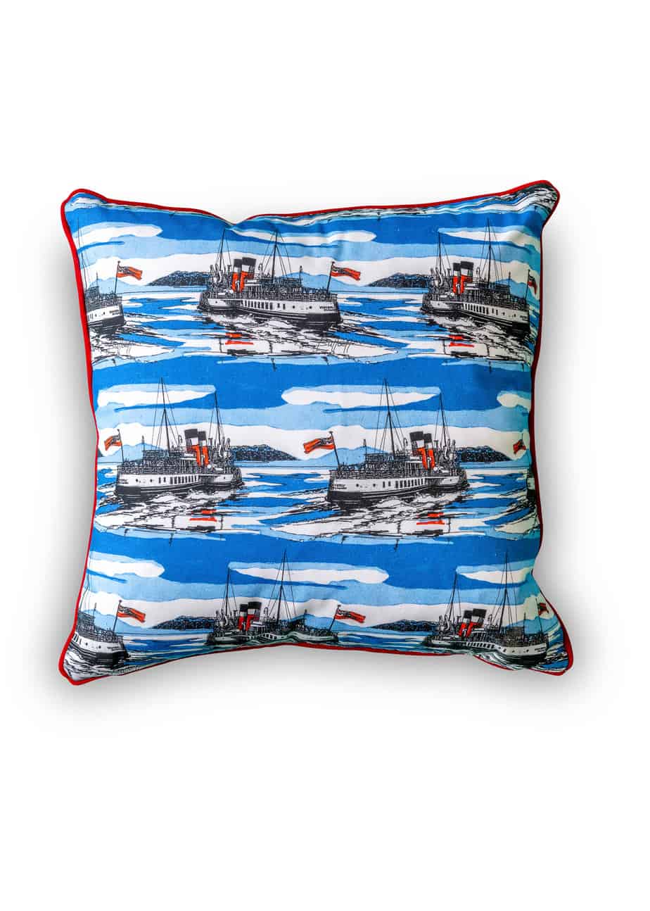 Waverley cushion - blue & red - Image 2