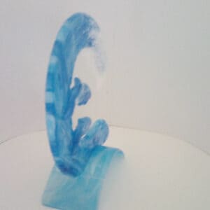 Dolphins riding the wave - handmade by Arran Glass Artist (view 2)