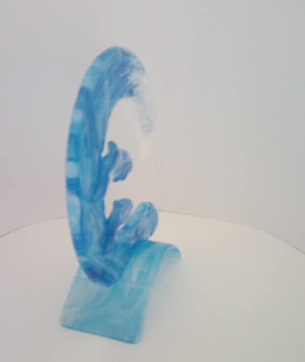 Dolphins riding the wave - handmade by Arran Glass Artist (view 2)