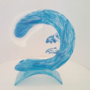 Dolphins riding the wave - handmade by Arran Glass Artist (view 4)