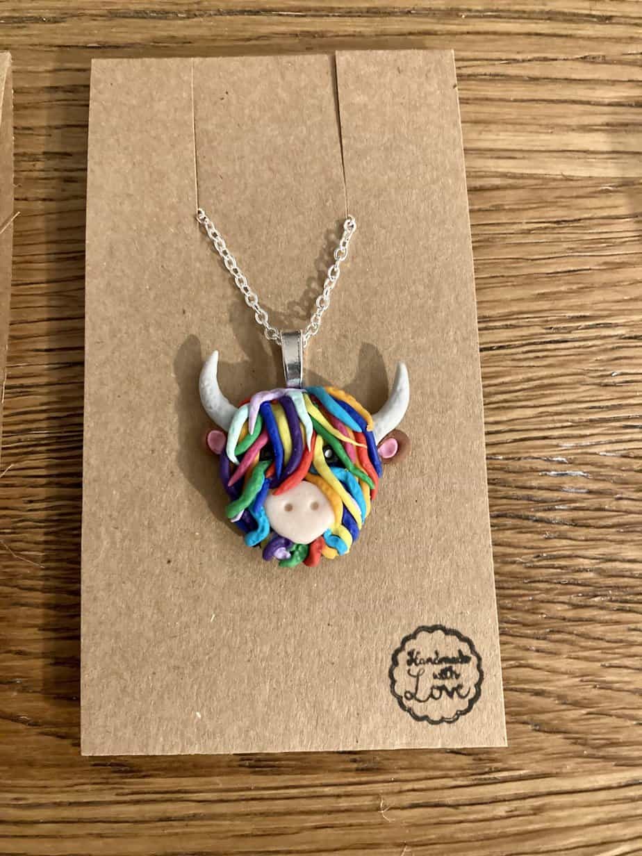 Rainbow Hebridean Coo pendant. - Image 3