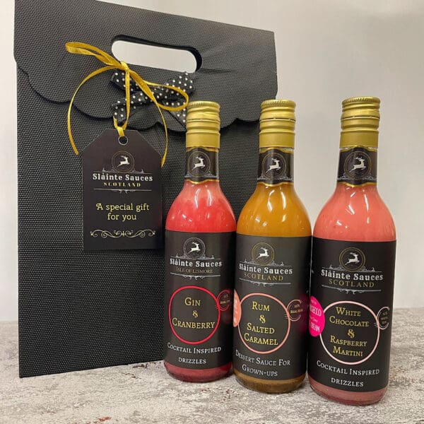 Rum & Gin dessert Sauces. Gift set of 3 - handmade by Slàinte Sauces