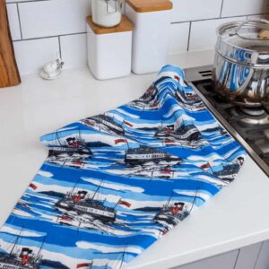 Tea Towel - Waverley Blue - handmade by Sarah Jane Hemsley Upholstery - The Bulloch Collection (view 3)