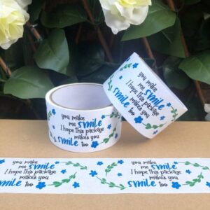 Blue smile on white paper tape - handmade by Cards and Gift Wrap (view 2)