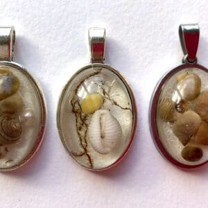 Shimmering white resin beach pendants from Shetland. - handmade by Sarah Kay Arts (view 6)