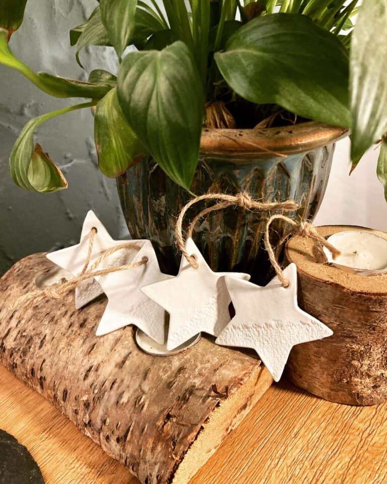 White star/Harris tweed texture Christmas tree decoration