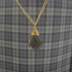 Smokey Quartz, Celtic Style, Pendant, Gold plated - handmade by Indigo Berry