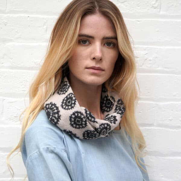 Twisted neck cosy Morocco - handmade by Ann Mackie Knitting Services and Designs