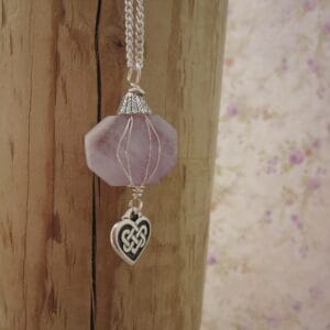 Amethyst Pendant with Celtic Heart Charm