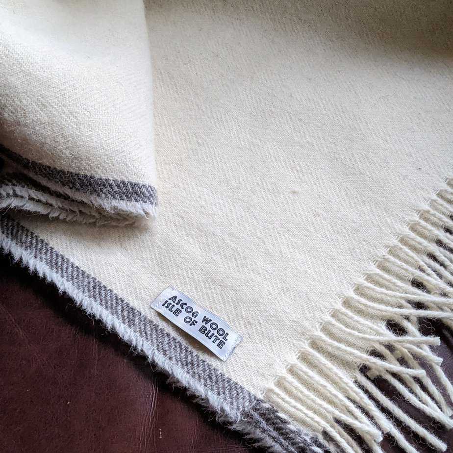 Natural undyed Cheviot/Shetland wool blanket - handmade by Ascog Wool (view 8)