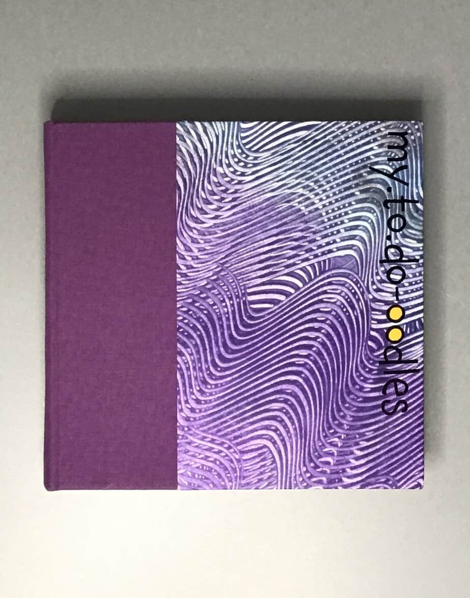 my.to.do-oodles mini square sketchbook, notebook with a UNIQUE paste paper cover in purple and blue - Image 5