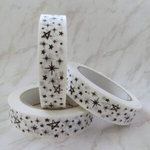 Stars on white paper tape - handmade by Cards and Gift Wrap (view 3)