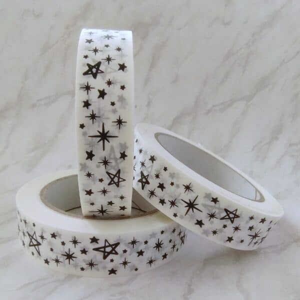 Stars on white paper tape - handmade by Cards and Gift Wrap (view 3)