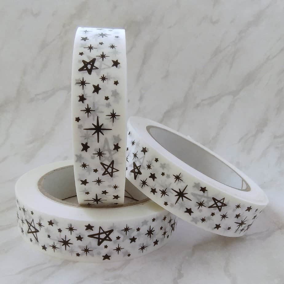 Stars on white paper tape - handmade by Cards and Gift Wrap (view 3)