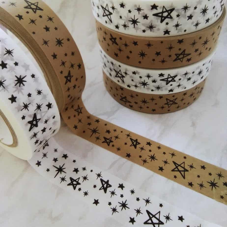 Stars on white paper tape - handmade by Cards and Gift Wrap (view 4)