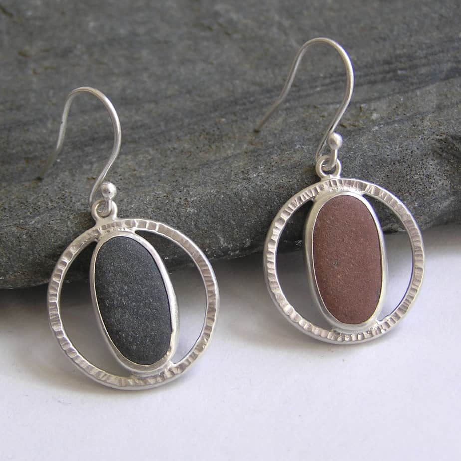 Handmade Pebble earrings in Recycled Sterling Silver - handmade by Hazel