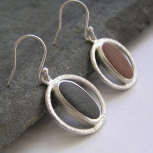 Handmade Pebble earrings in Recycled Sterling Silver - handmade by Hazel's Sea Jewellery (view 4)
