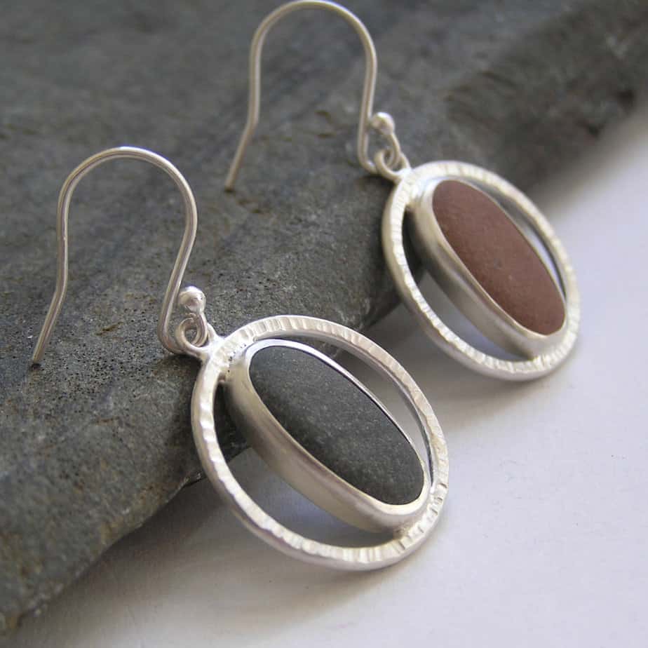 Handmade Pebble earrings in Recycled Sterling Silver - handmade by Hazel