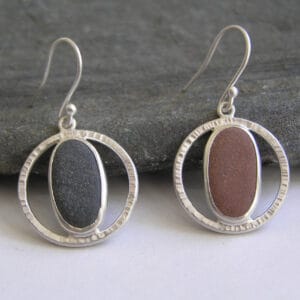 Handmade Pebble earrings in Recycled Sterling Silver - handmade by Hazel's Sea Jewellery (view 2)