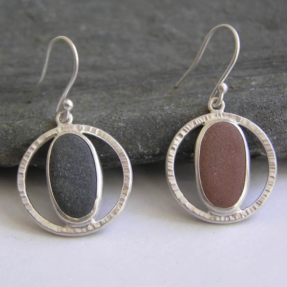 Handmade Pebble earrings in Recycled Sterling Silver - handmade by Hazel