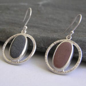 Handmade Pebble earrings in Recycled Sterling Silver - handmade by Hazel's Sea Jewellery (view 3)