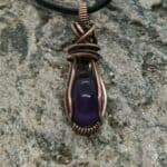 Wire wrapped copper and amethyst pendant