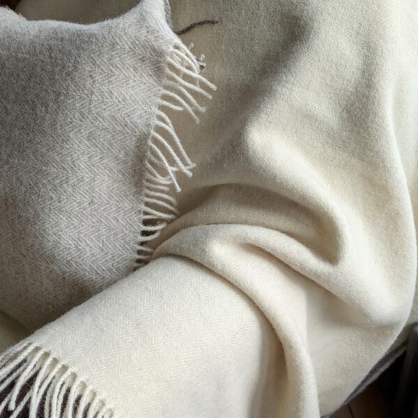 Natural undyed Cheviot/Shetland wool blanket - handmade by Ascog Wool (view 5)