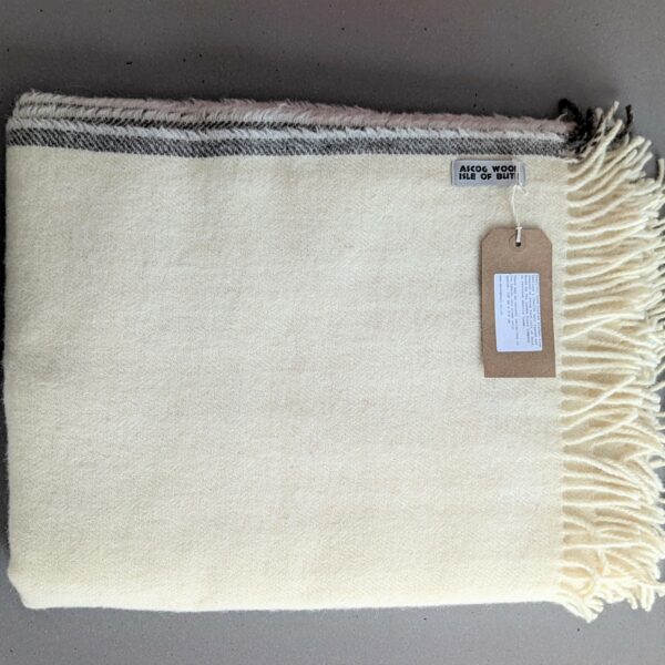 Natural undyed Cheviot/Shetland wool blanket - handmade by Ascog Wool (view 3)