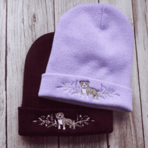 Lovely Staffy Dog Embroidered Beanie - handmade by KC Studios (view 6)