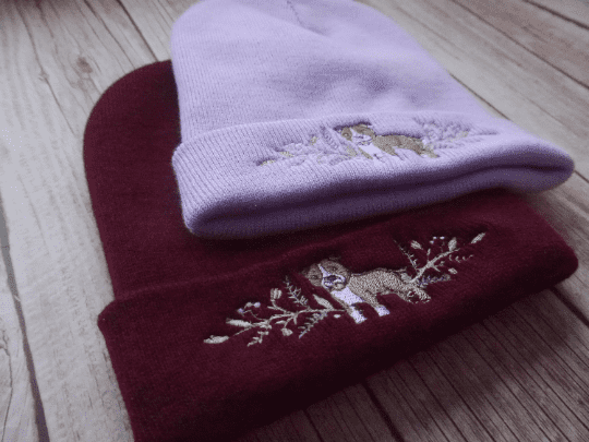 Lovely Staffy Dog Embroidered Beanie - handmade by KC Studios (view 8)
