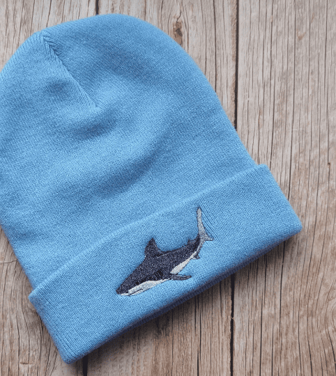 Lovely Great White Shark Embroidered Beanie